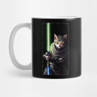 Fun Cat Print ~ AI Art ~ Fantasy Cat ~ Sci-fi Cat ~ Cats with Lightsabers Mug